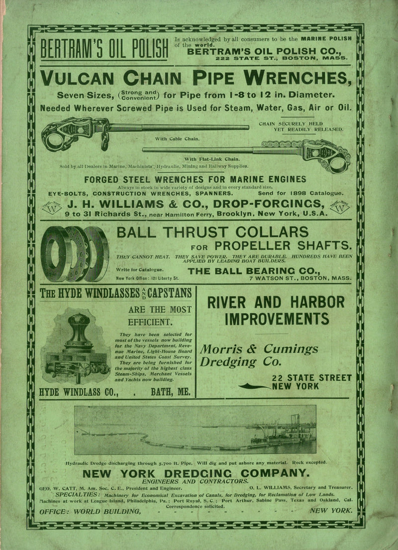 Various: pre-war - 1898 "Marine Engineering" w/ chilling CGT sinking story