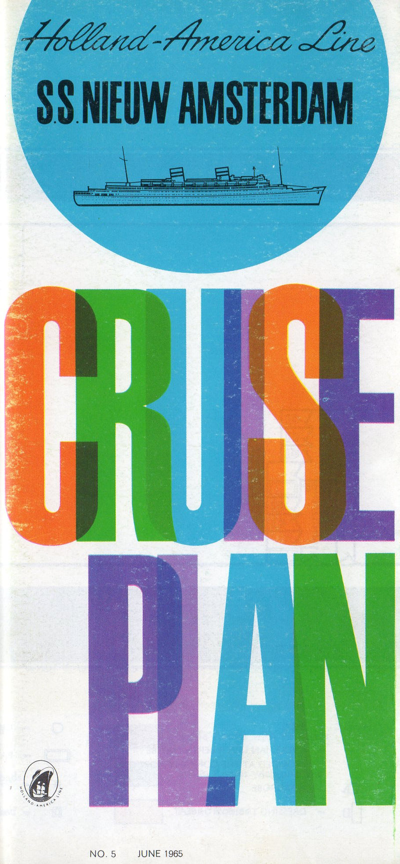 NIEUW AMSTERDAM: 1938 - Color 1965 cruise brochure w/ interiors