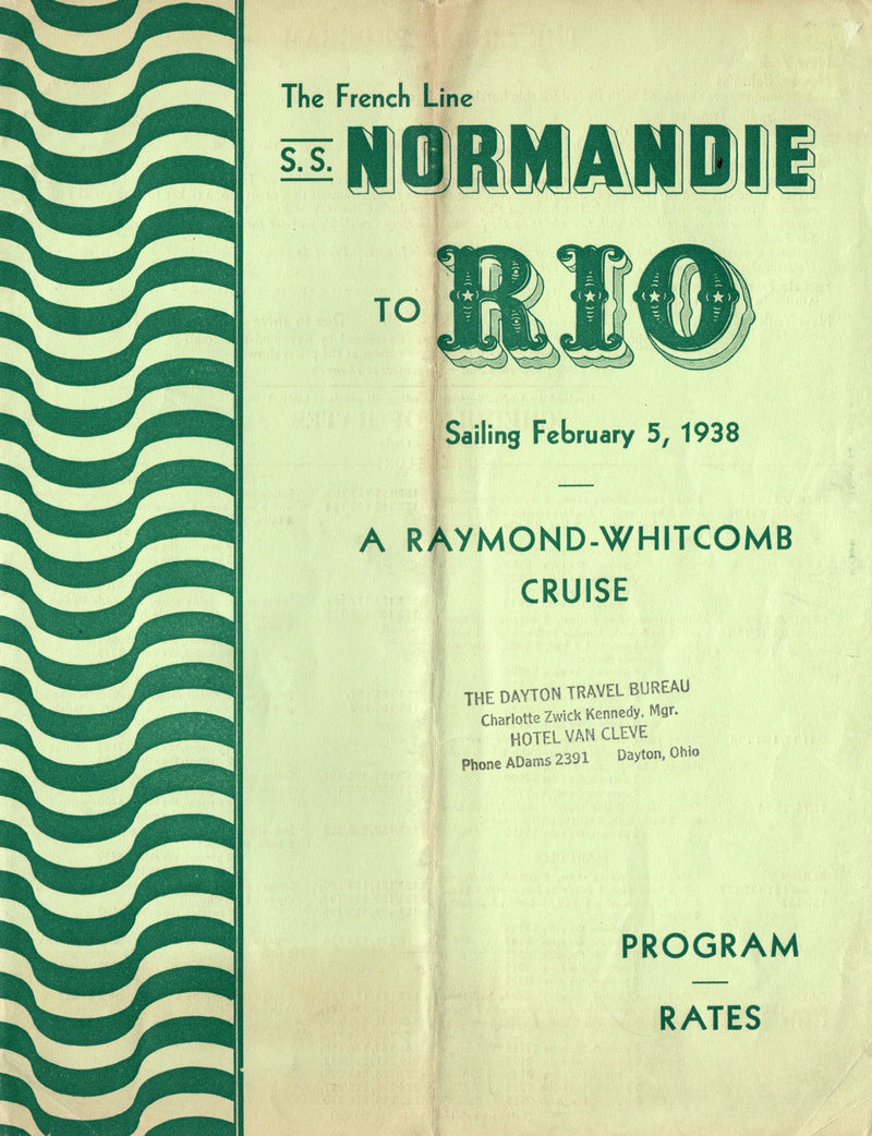 NORMANDIE: 1935 - Rates for 1938 "Cruise to Rio"