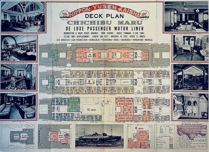 CHICHIBU MARU: 1930 - Deco & deluxe big deck plans & interiors brochure