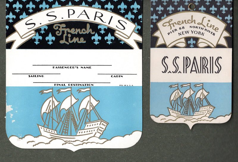 PARIS: 1921 - Original baggage sticker & tag