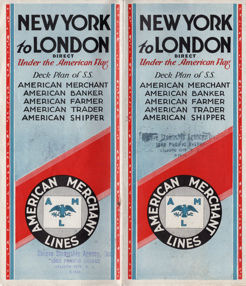 AMERICAN BANKER Class: 1920 - Deluxe deck plan w/ interiors from 1930s