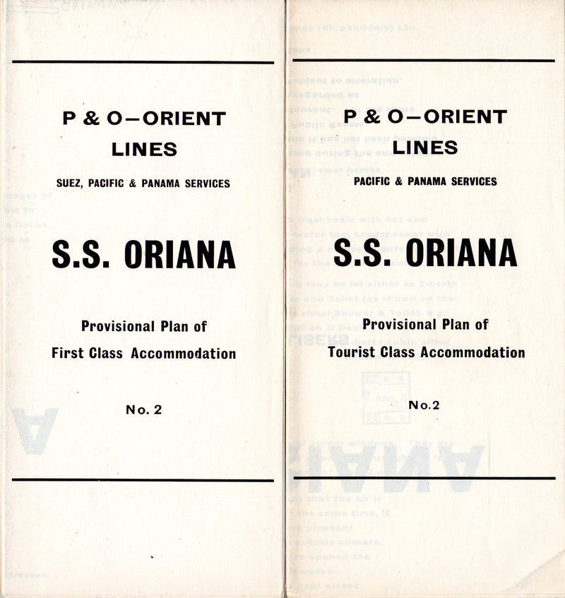 ORIANA: 1960 - Provisional First & Tourist class deck plans