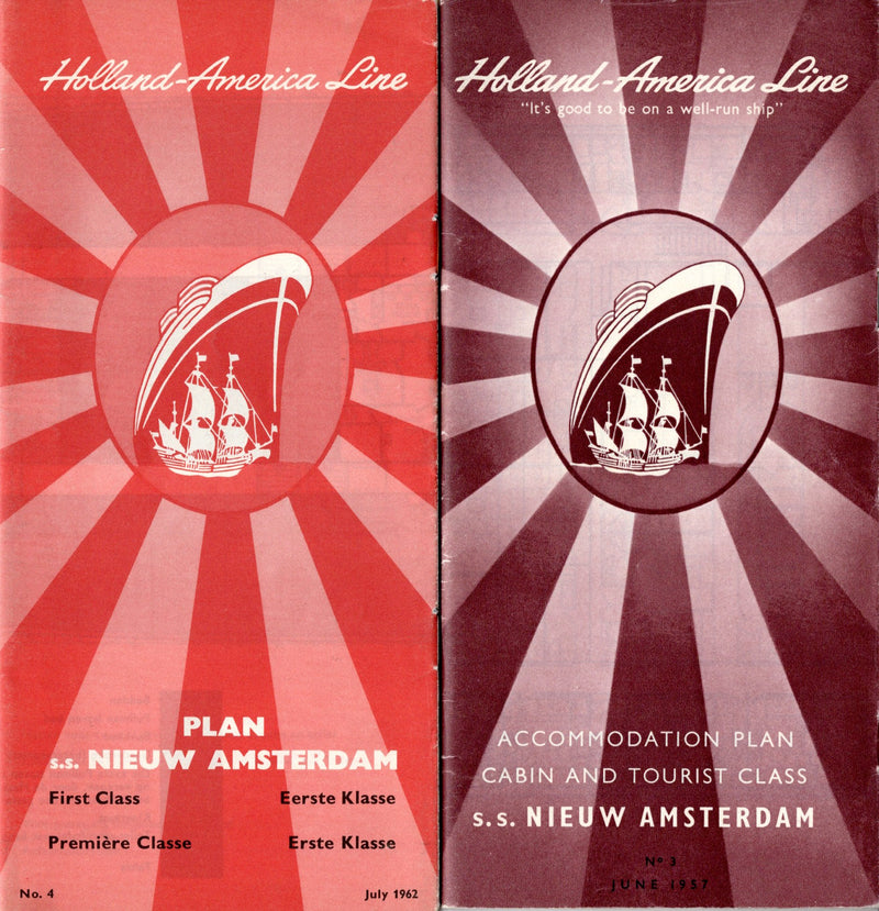 NIEUW AMSTERDAM: 1938 - First & Cabin/Tourist deck plan set