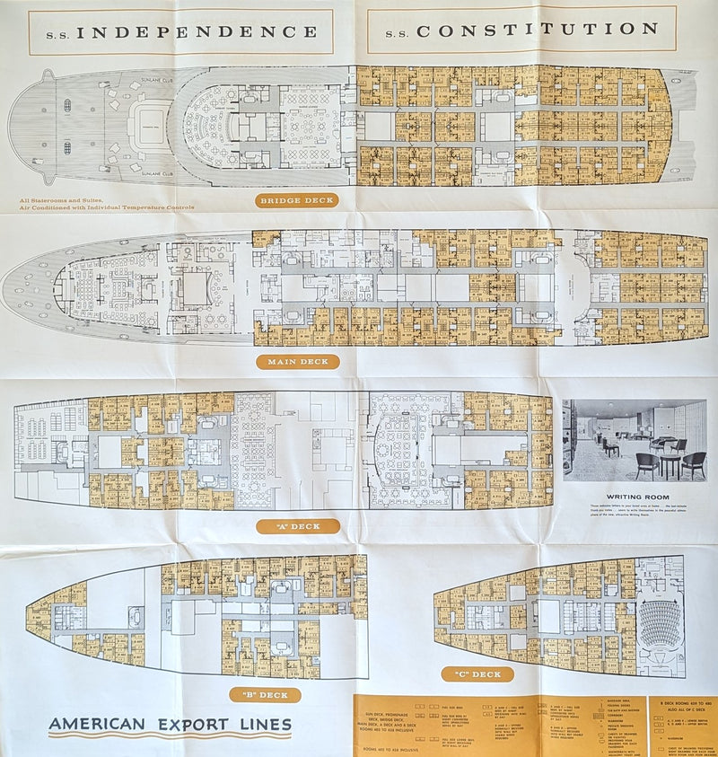 INDEPENDENCE & CONSTITUTION: 1951 - Large deck plan after big 1959 rehab
