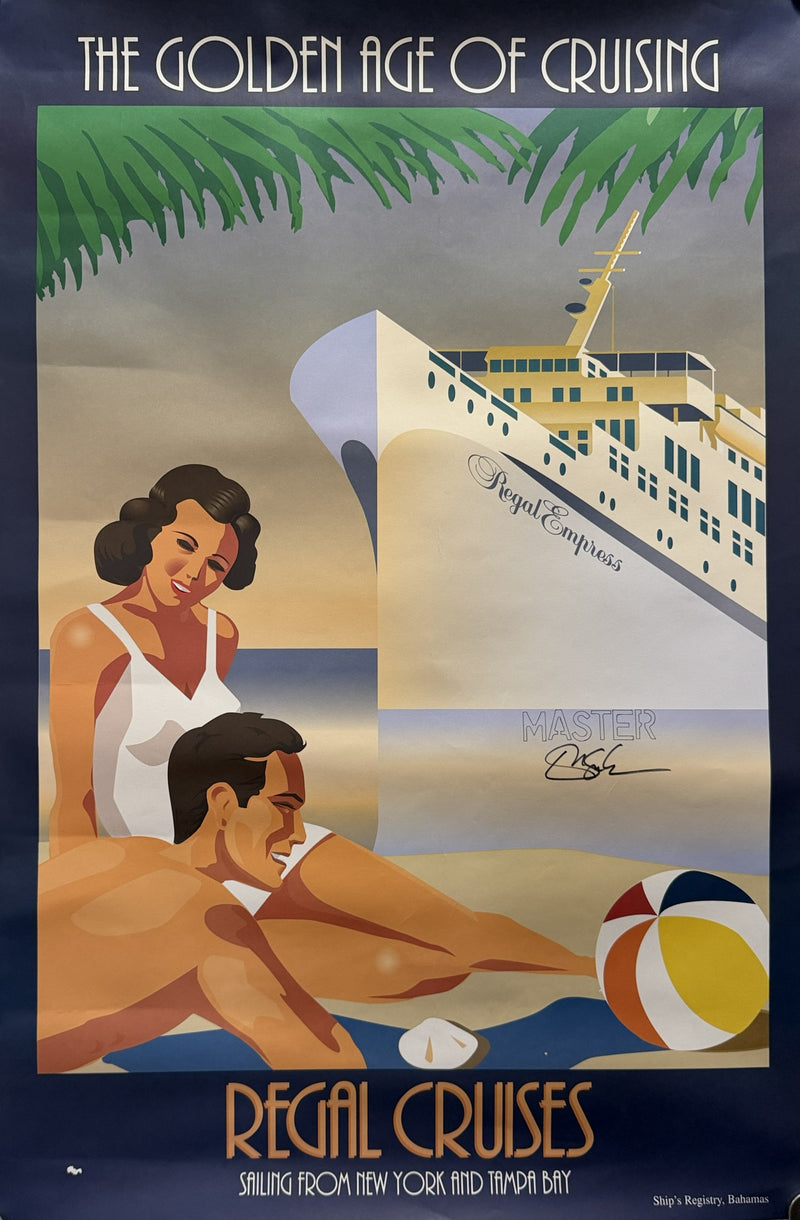 REGAL EMPRESS: 1953 - Stylish deco poster signed by captain