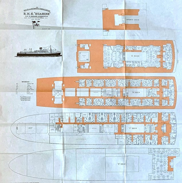 RUAHINE: 1951 - Color-coded deck plan