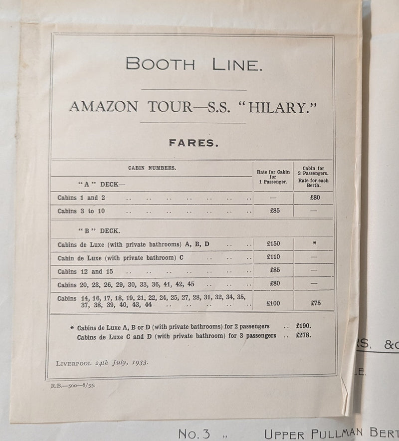 HILARY: 1931 - Maiden year deck plan