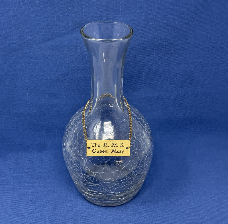QUEEN MARY: 1936 - Crackle glass carafe from ship