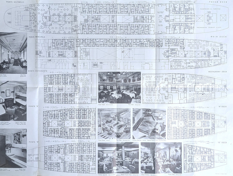 CARIBIA: 1928 - Intro deck plan 1966 of historic old liner