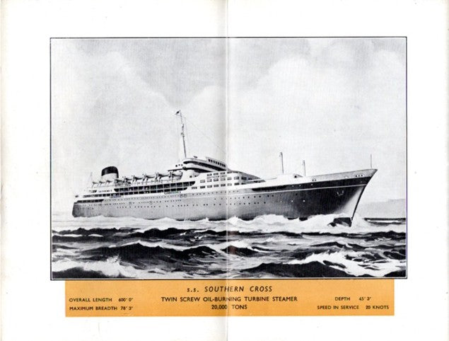 SOUTHERN CROSS: 1955 - Pre-maiden deck plan booklet w/ illustrations