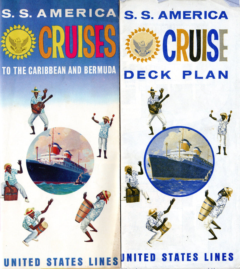 AMERICA: 1940 - First 1961 cruise brochure & separate deck plan