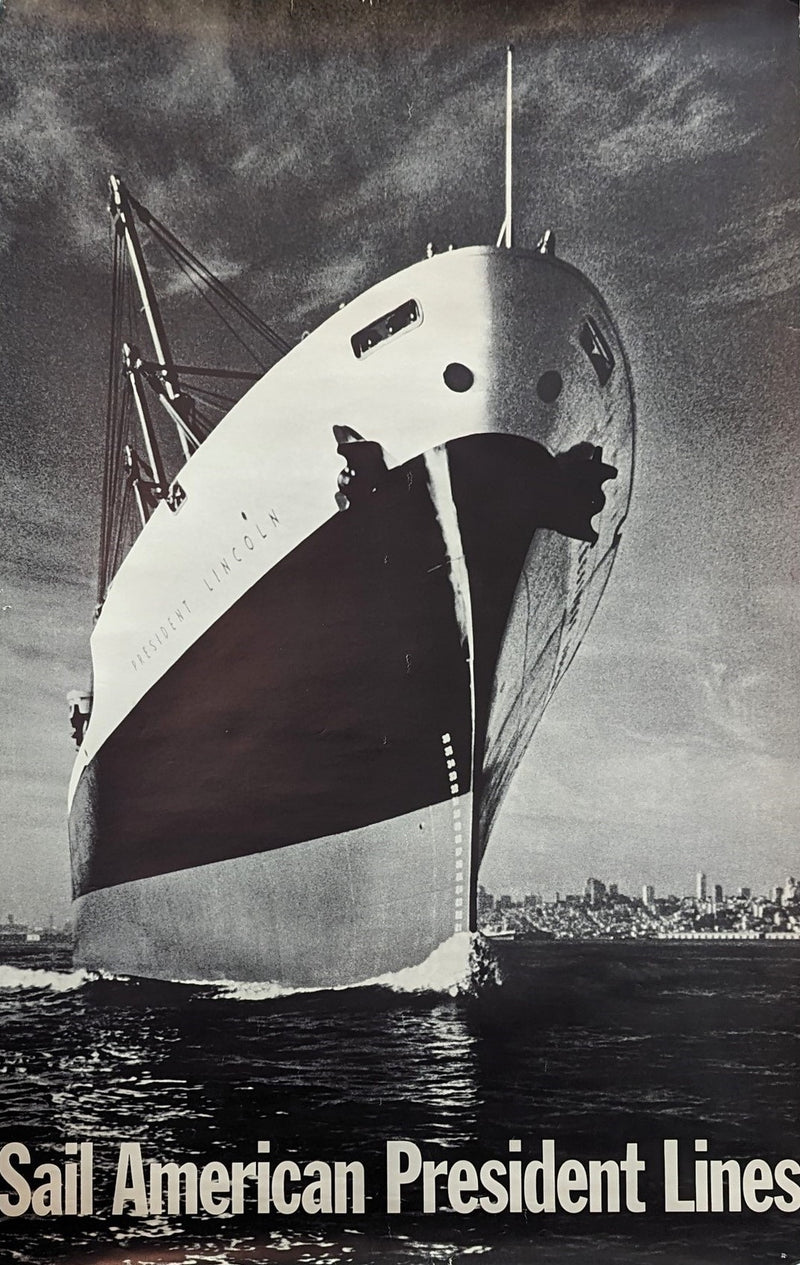 PRESIDENT LINCOLN: 1961 - Dramatic American President Lines agency poster