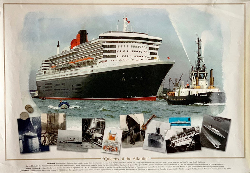 QM2: 2004 - "Queens of the Atlantic" shipyard poster