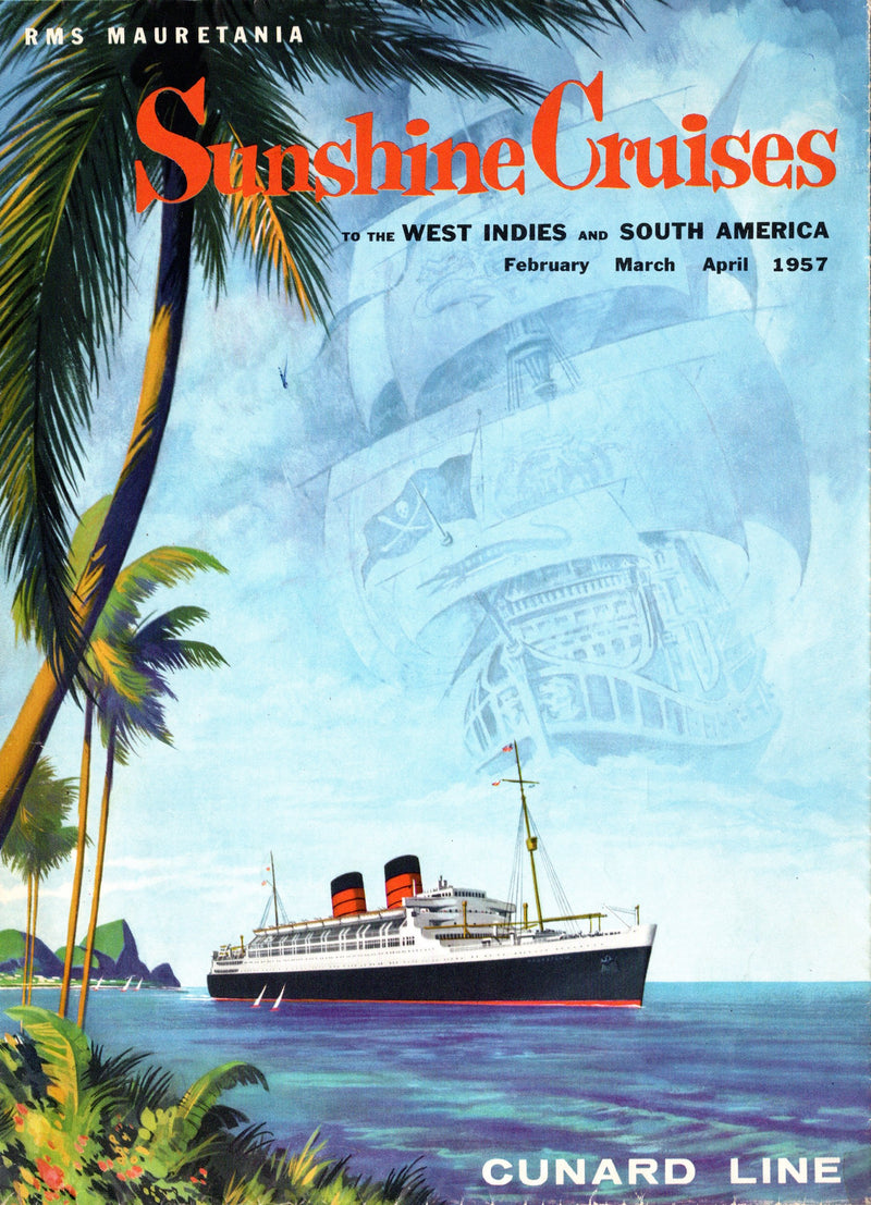 MAURETANIA: 1939 - Huge 1957 cruise brochure w/ deck plans
