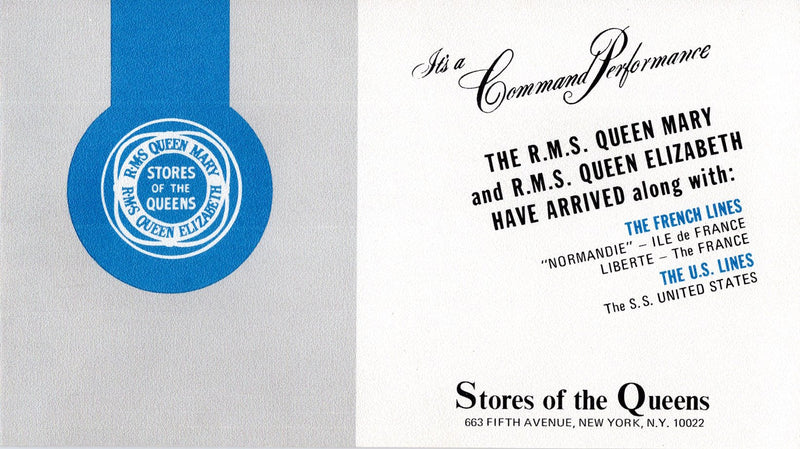 QUEEN MARY: 1936 - "Stores of the QUEENS" promotional booklet
