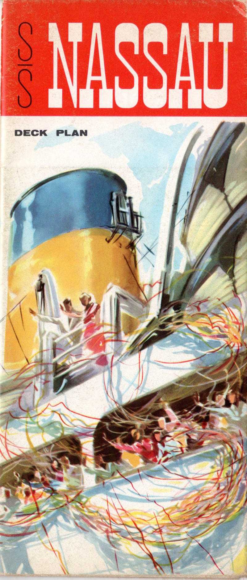 NASSAU: 1924 - Fold-out 1960 cruise brochure w/ deck plans