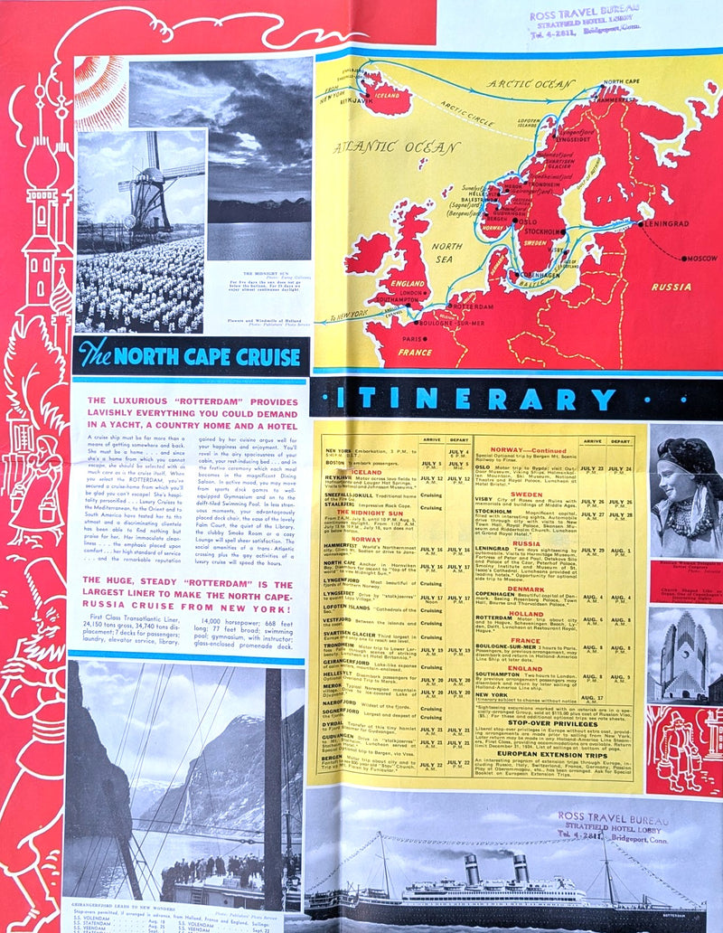 ROTTERDAM: 1908 - Big 1934 North Cape cruise brochure w/ deck plans & interiors
