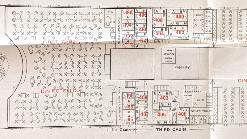 CINCINNATI: 1909 - 3-classes tissue deck plan from 1912