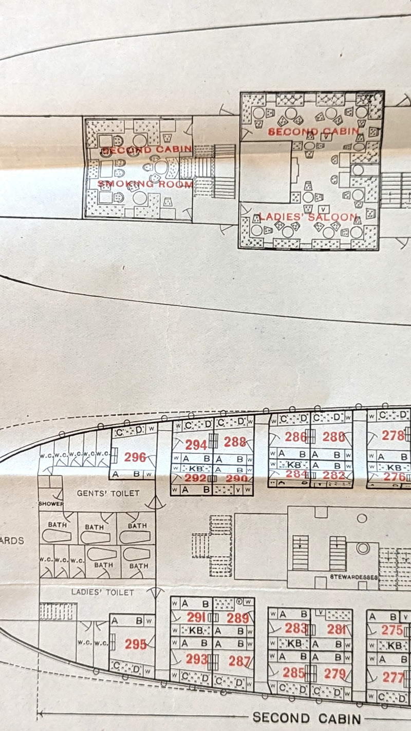 CINCINNATI: 1909 - 3-classes tissue deck plan from 1912