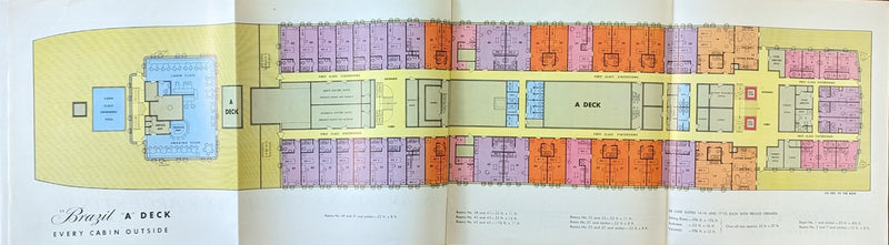 BRAZIL, ARGENTINA & URUGUAY - 1948 deck plan brochure