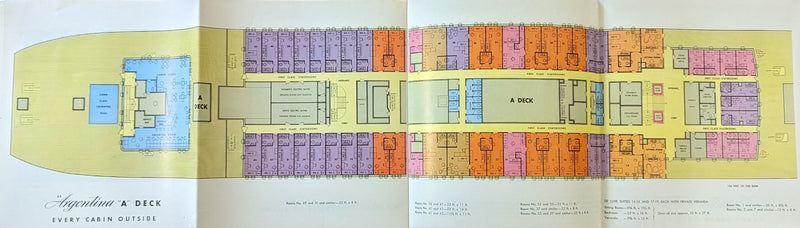 BRAZIL, ARGENTINA & URUGUAY - 1948 deck plan brochure