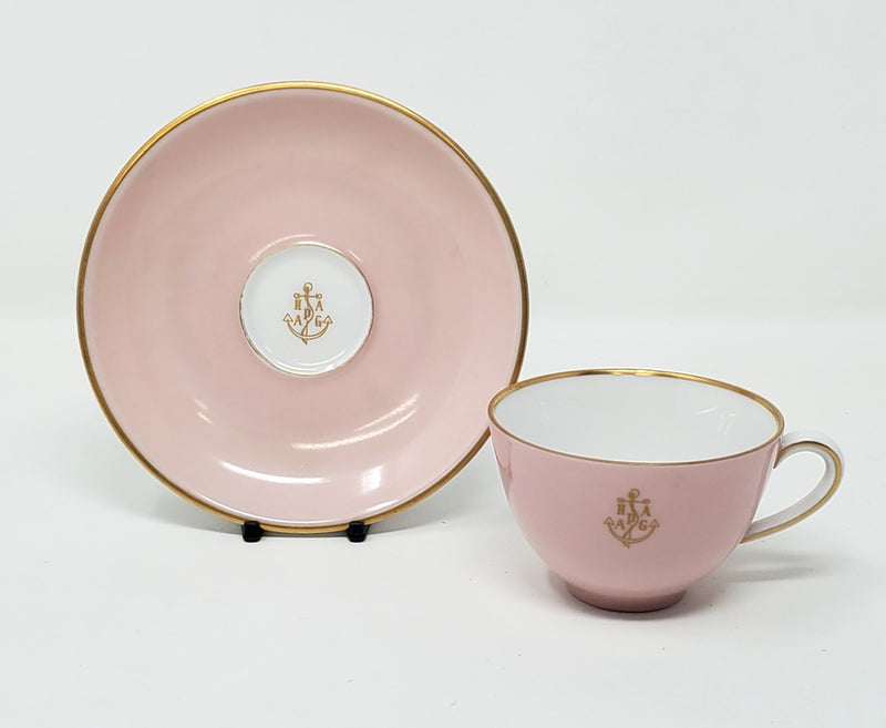 Various: pre-war - Hamburg American Line fine china demi cup & saucer in pink
