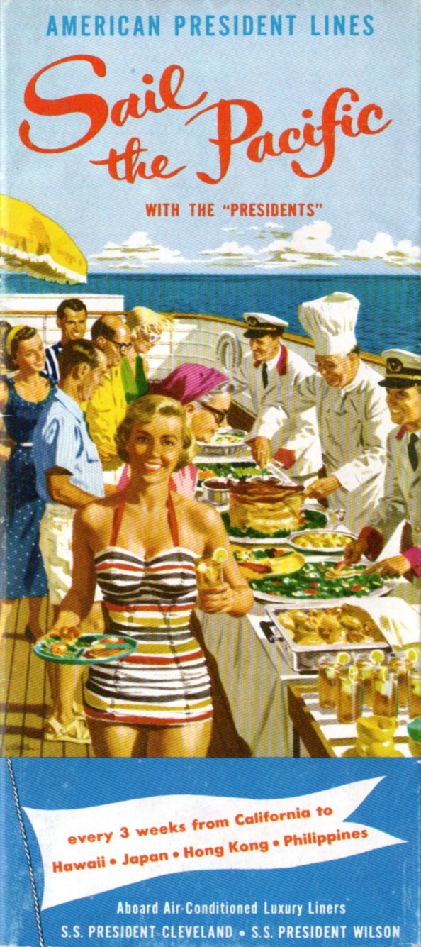 PRESIDENT WILSON & PRESIDENT CLEVELAND - Large 1950s interiors & deck plans brochure