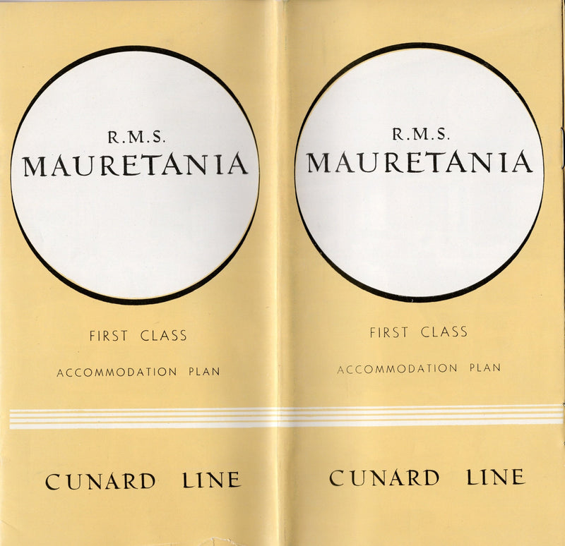 MAURETANIA: 1939 - Deluxe first Class deck plan w/ interior photos
