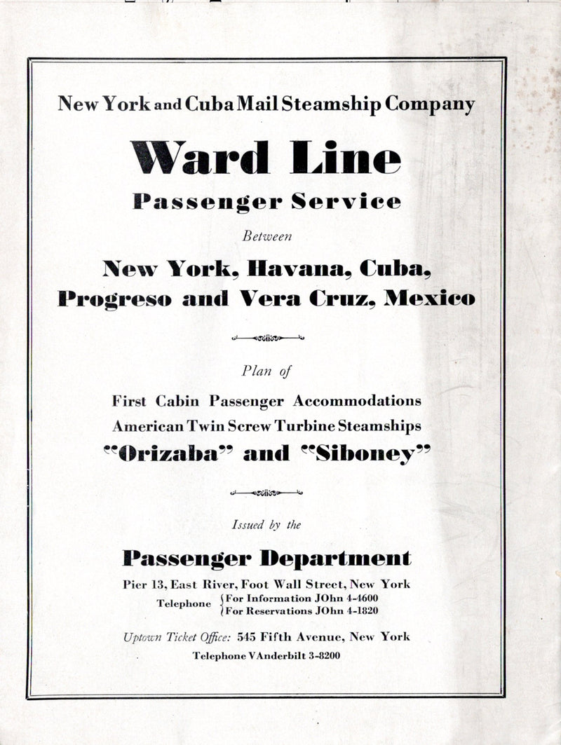ORIZABA & SIBONEY: 1918 - Deck plan w/ interior photos