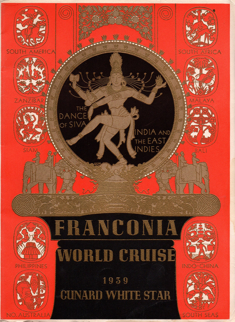 FRANCONIA: 1923 - Deluxe, 48-page World Cruise brochure for 1939