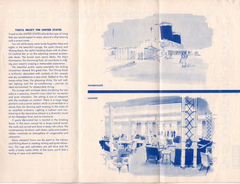 UNITED STATES: 1952 - Preliminary Jan. '52 Cabin Class deck plan