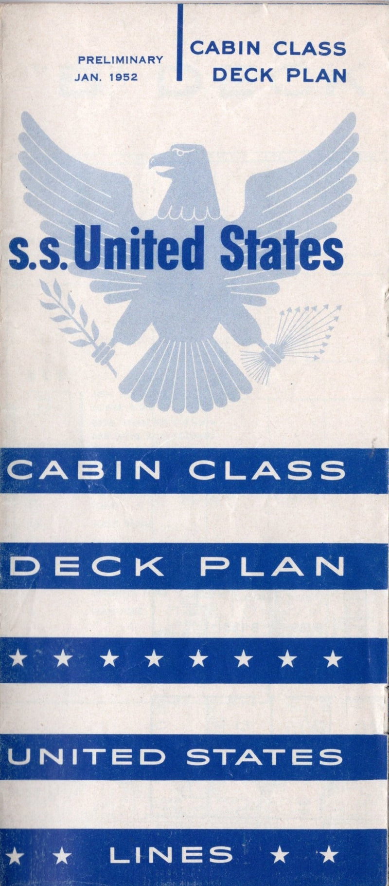 UNITED STATES: 1952 - Preliminary Jan. '52 Cabin Class deck plan