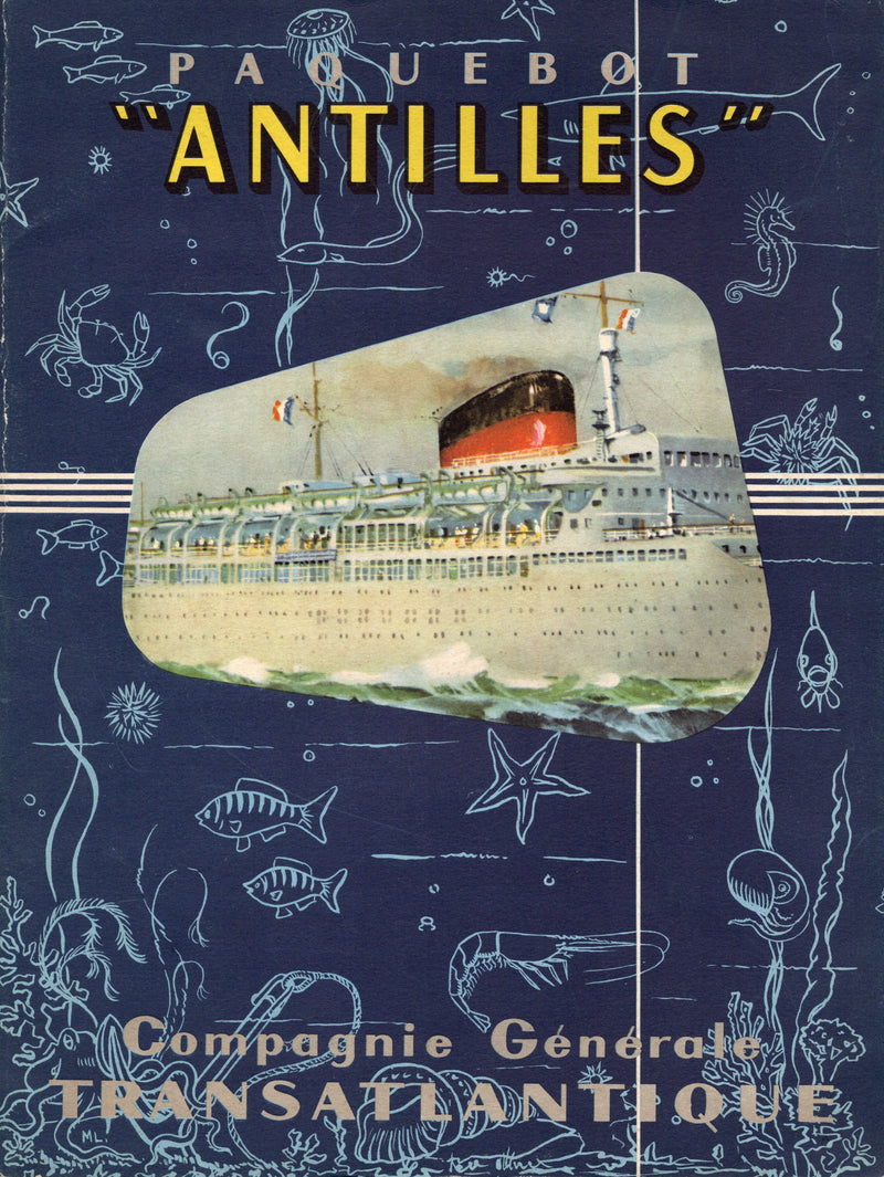 ANTILLES: 1953 - Famed Lezla cutaway & interiors brochure