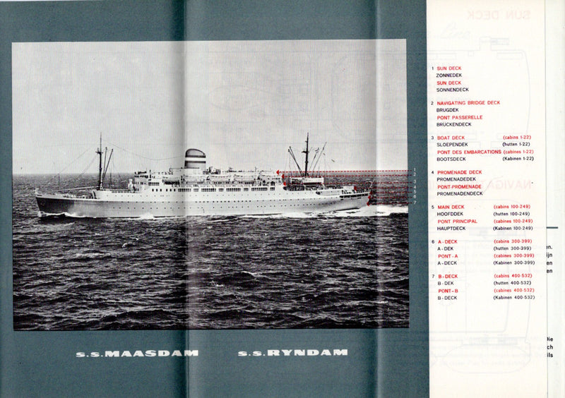 MAASDAM & RYNDAM - First & Tourist class deck plan w/ photos