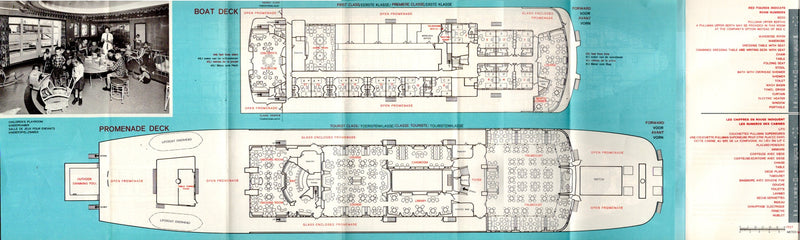 MAASDAM & RYNDAM - First & Tourist class deck plan w/ photos