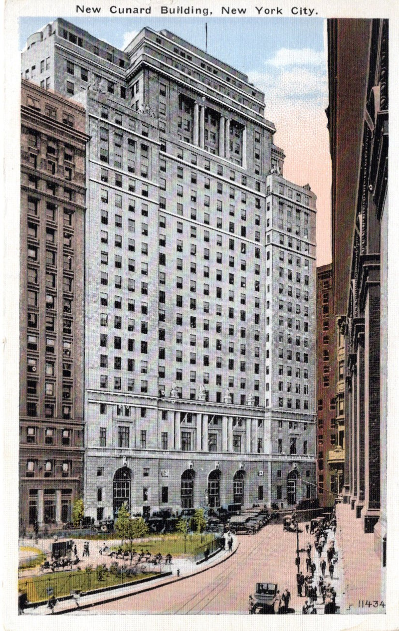 Various: pre-war - 1920s postcard of New York's Cunard Building