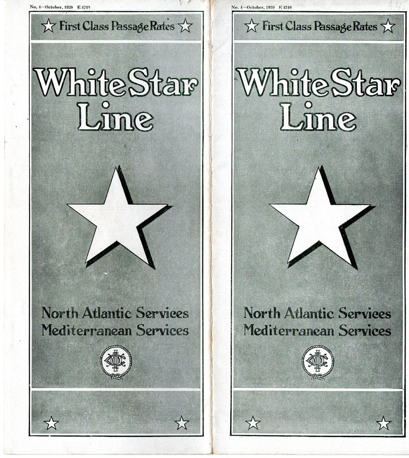 OLYMPIC: 1911 - 1920 White Star Line First Class rates brochure
