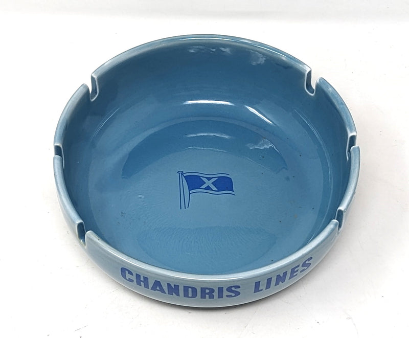 Various Ships - Large, blue glaze Chandris Lines ashtray as used onboard