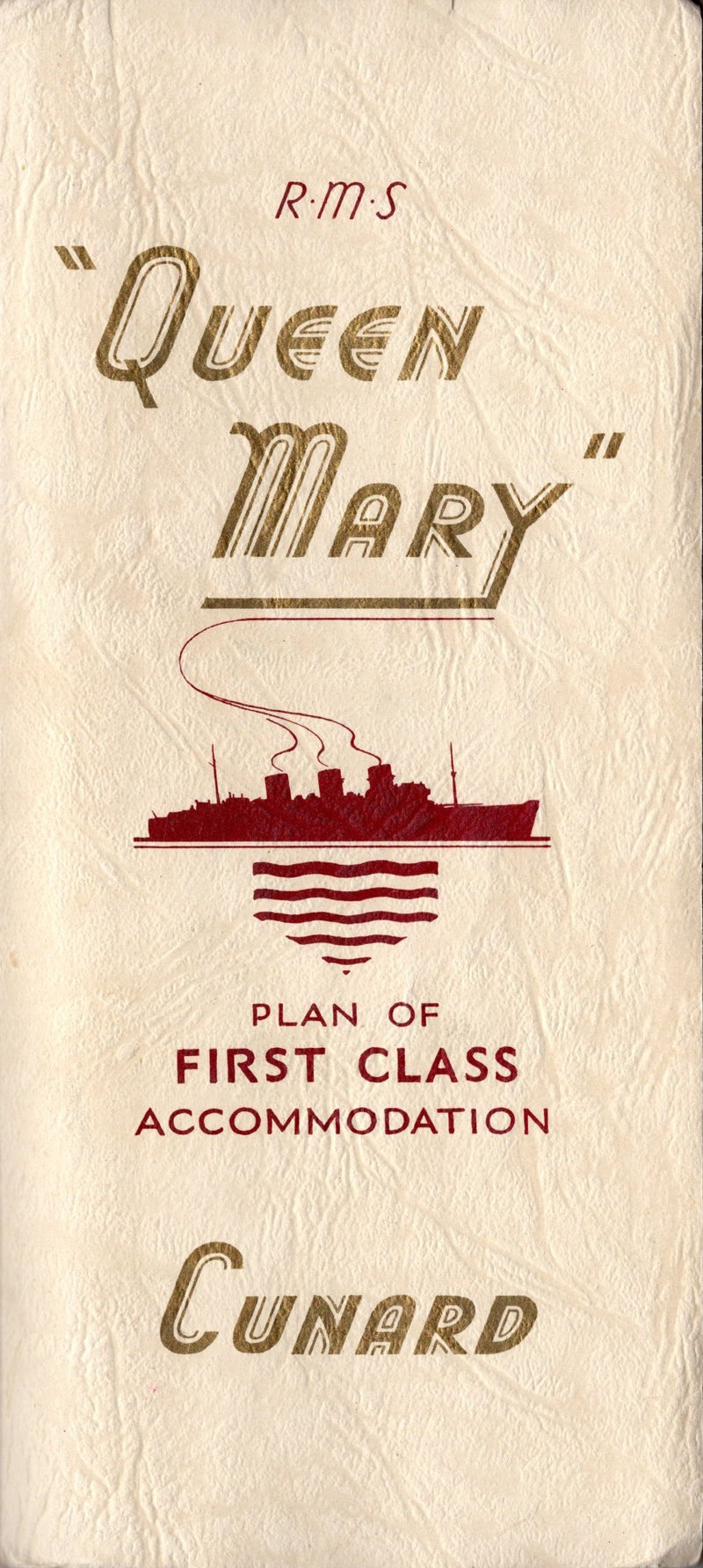 QUEEN MARY: 1936 - Ultra-deluxe First Class deck plan from 1956
