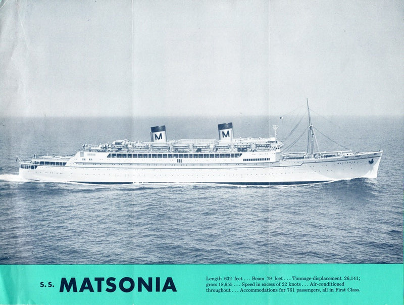 MATSONIA: 1932 - Deck plan w/ interior photos 1957