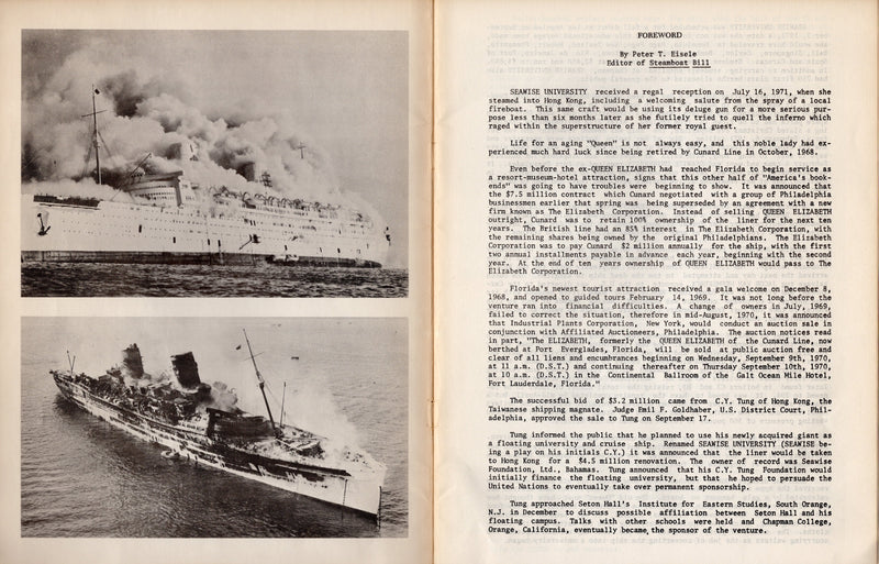 SEAWISE UNIVERSITY: 1940 - Official report on fire