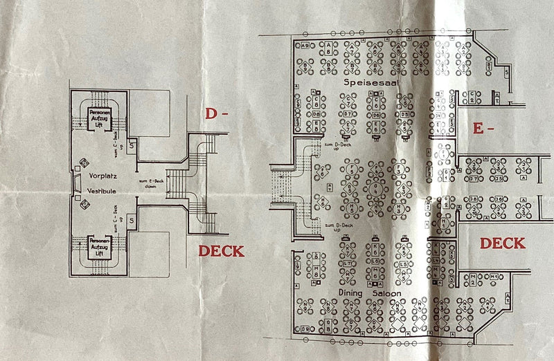 EUROPA: 1930 - Big 1930 tissue deck plan for First & Second classes