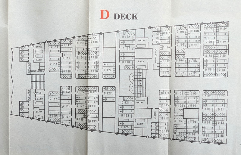 MAURETANIA: 1907 - Cruise plan from 1931 showing Second Class