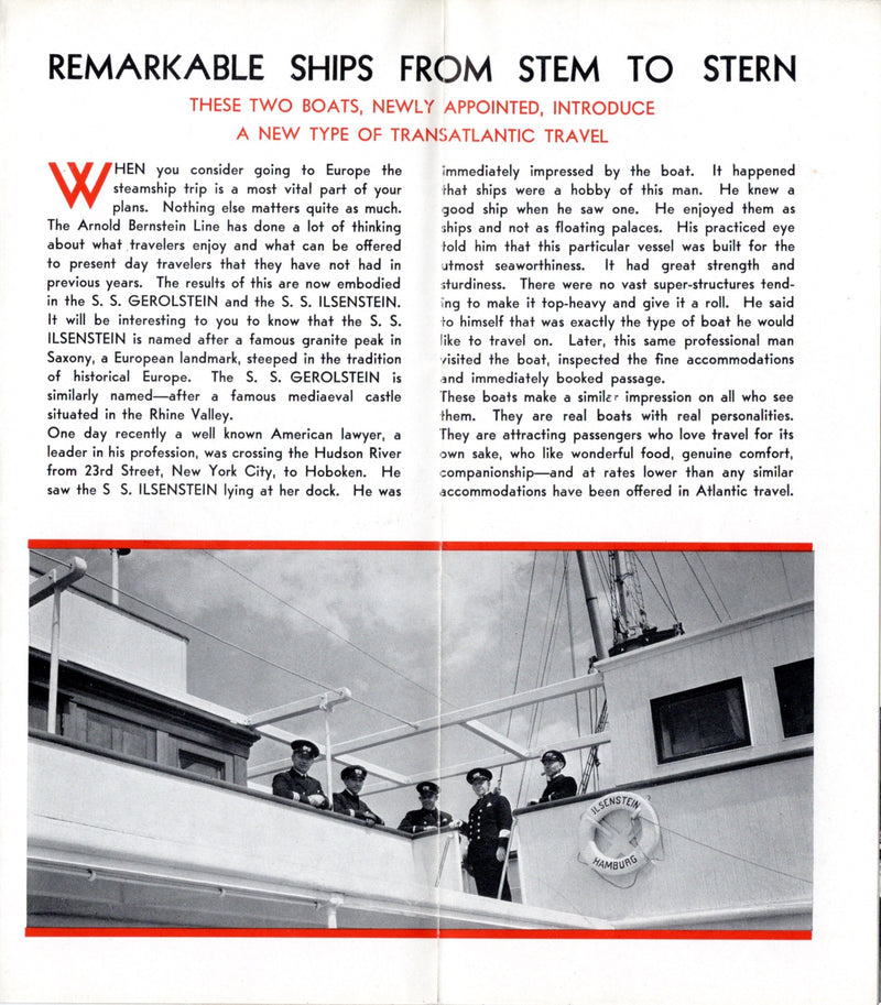 GEROLSTEIN & ILSENSTEIN: 1904 - 1933 Arnold Bernstein deck plan w/ interior photos