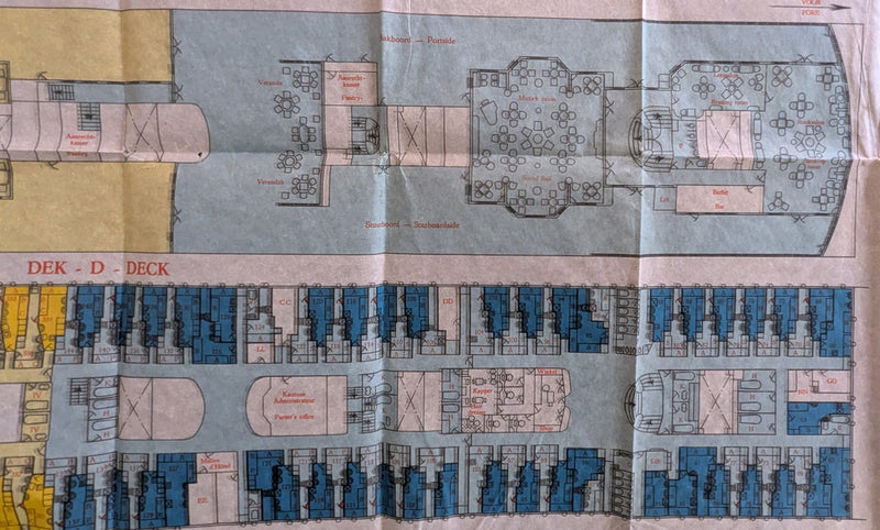 JOHAN VAN OLDENBARNEVELT: 1930 - Large color-coded tissue deck plan from 1929