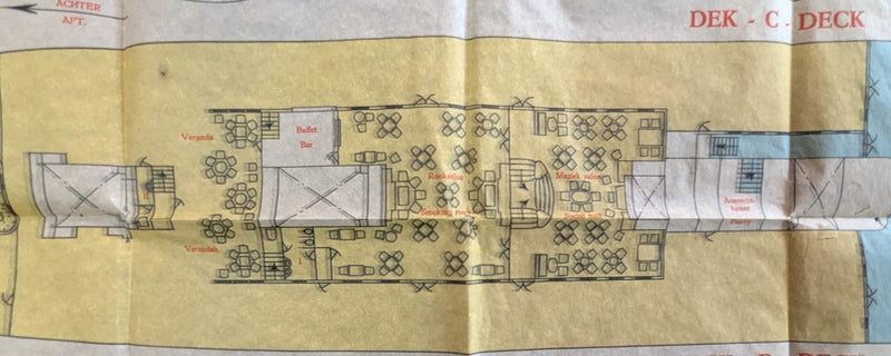 JOHAN VAN OLDENBARNEVELT: 1930 - Large color-coded tissue deck plan from 1929