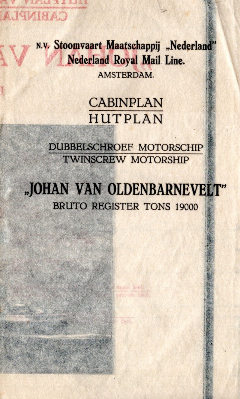 JOHAN VAN OLDENBARNEVELT: 1930 - Large color-coded tissue deck plan from 1929