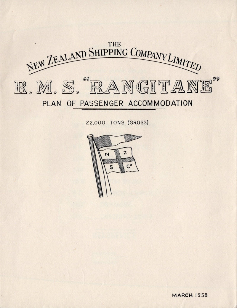 RANGITANE: 1950 - Color-coded deck plan