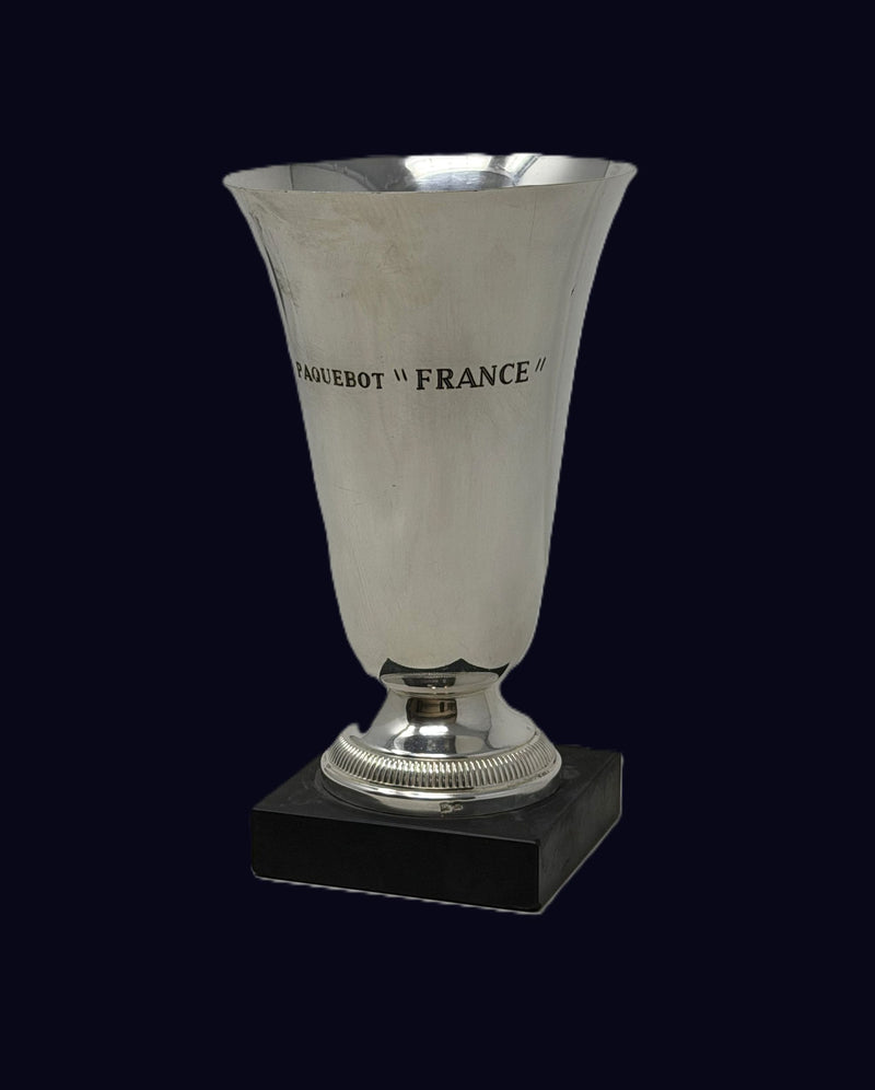 FRANCE: 1962 - Lovely silver trophy on marble base